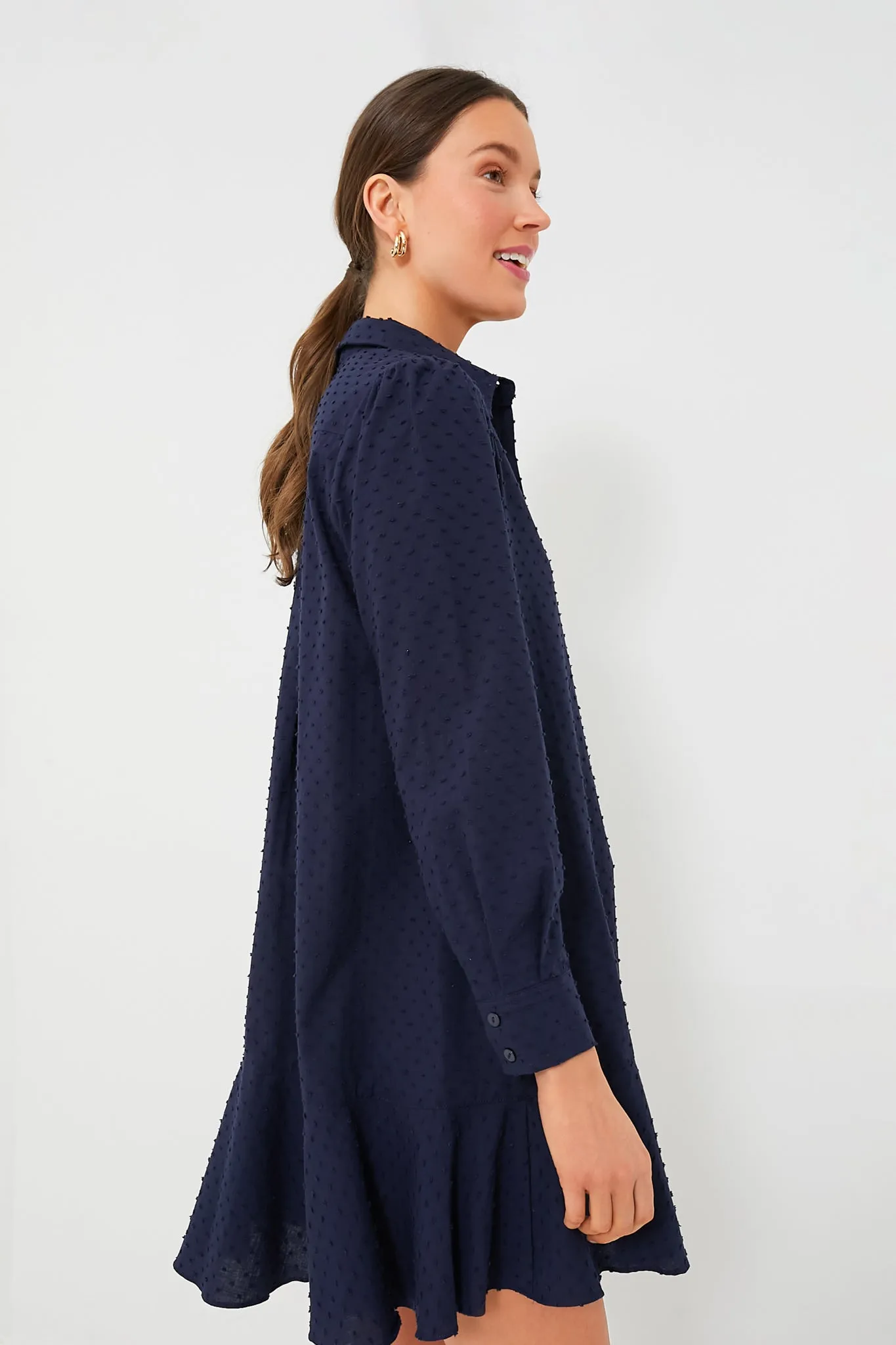 Navy Swiss Dot Callahan Shirt Dress