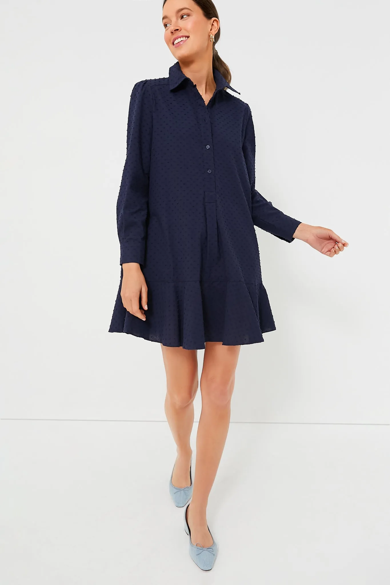 Navy Swiss Dot Callahan Shirt Dress