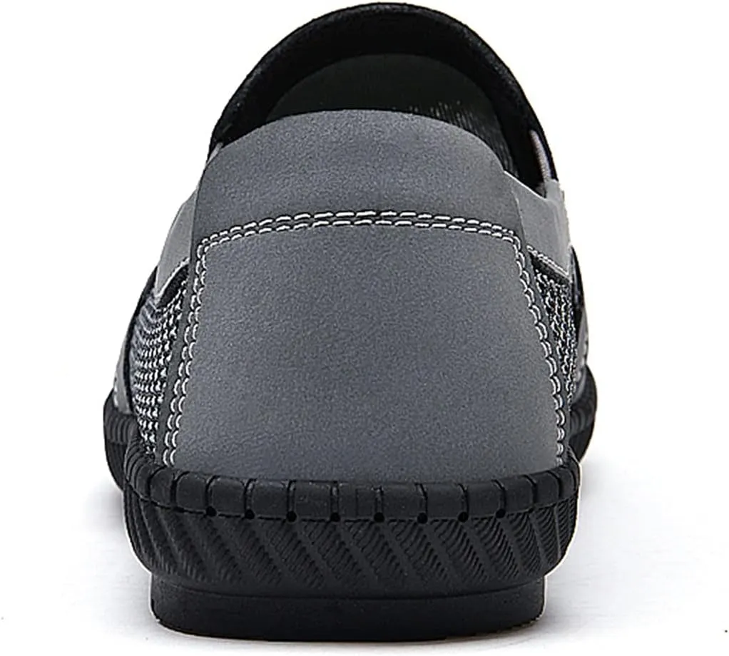 New Mens Loafers Breathable Round Toe Lightweight Loafer Shoes Flexible Comfortable Flat Heel Party Prom Slip-ons