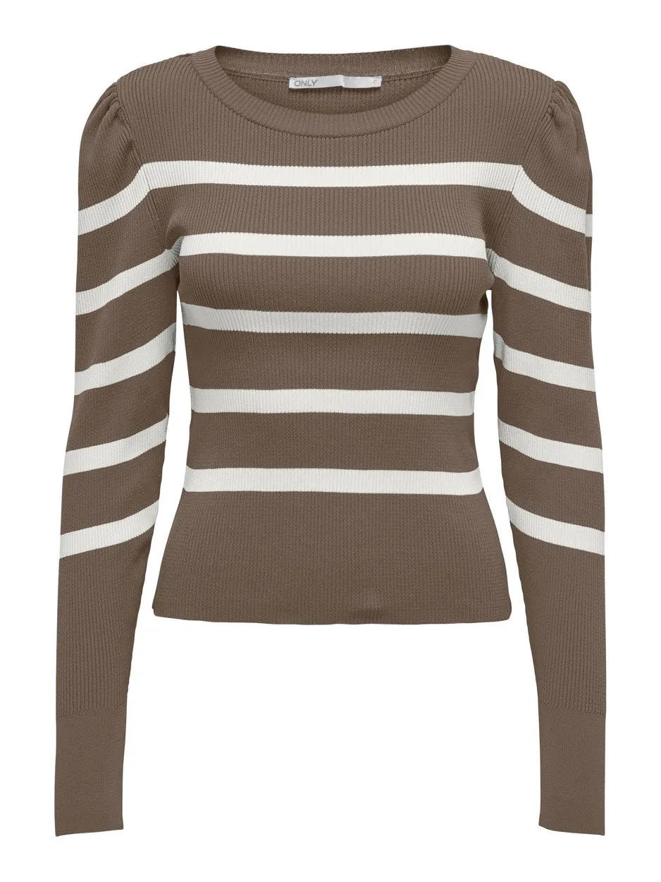 Onlsally Ls Puff Pullover - Bruin Dessin