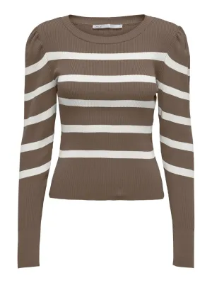 Onlsally Ls Puff Pullover - Bruin Dessin