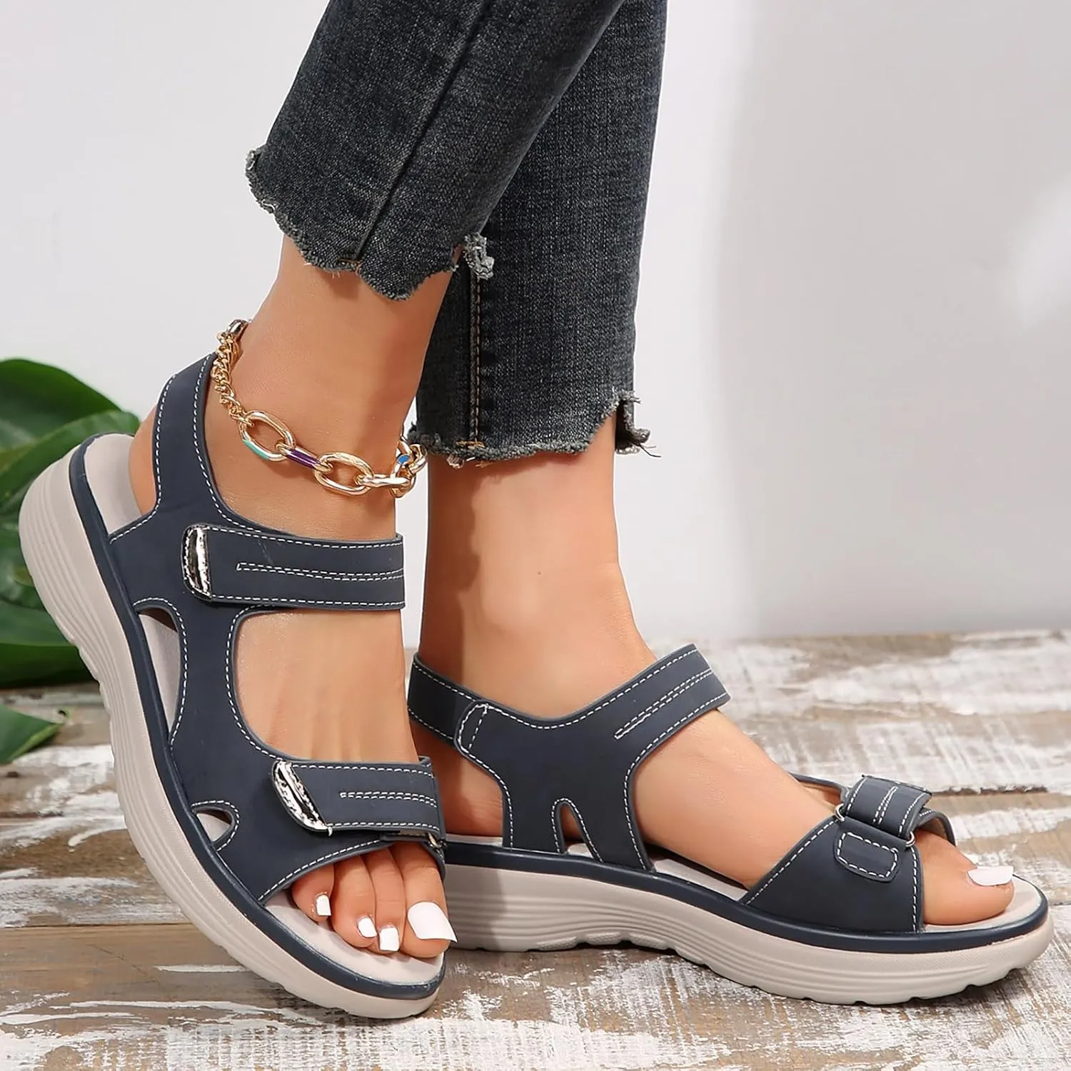 Orthopedic Sandals for Women Arch Support Dressy Comfortable Walking Sandals Soft Cushion Foam Sport Sandal Wide Width Dress Shoes Recovery Athletic Travel Summer Shoes