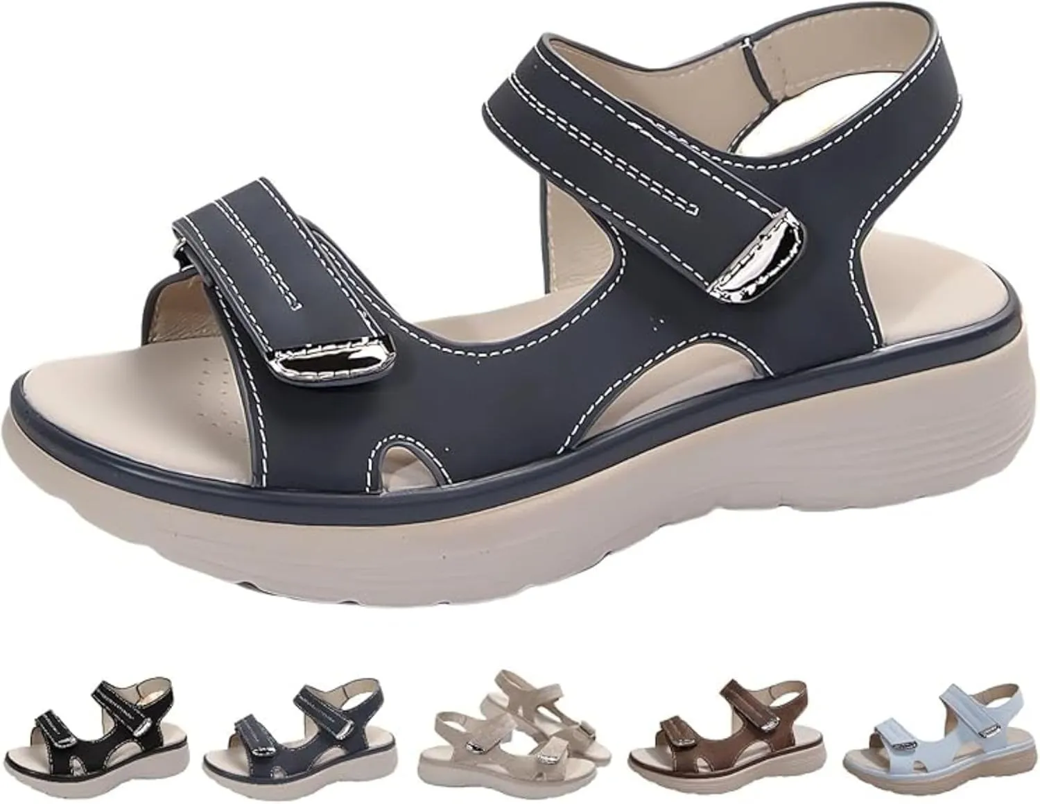 Orthopedic Sandals for Women Arch Support Dressy Comfortable Walking Sandals Soft Cushion Foam Sport Sandal Wide Width Dress Shoes Recovery Athletic Travel Summer Shoes