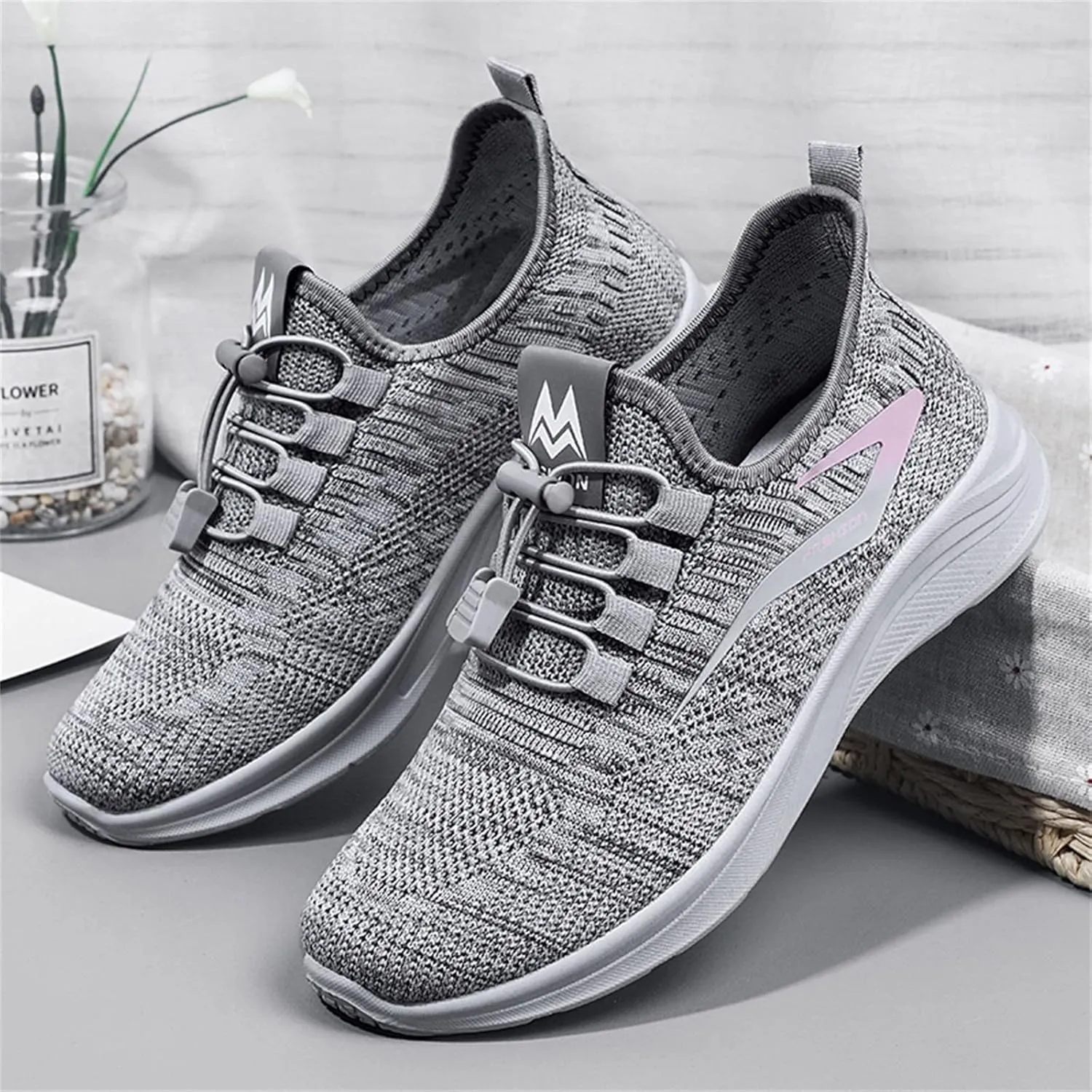 Orthopedic Shoes for Women Fashion Strappy Mesh Knit Walking Sneakers Low Top Comfortable Casual Breathable Walking Shoes