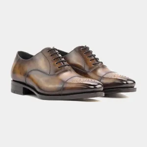 Oxford Crust Patina Tobacco Shoe at Lamilago