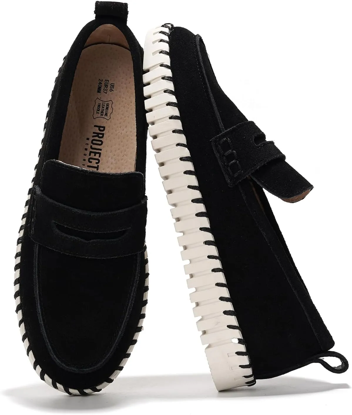 Project Cloud Genuine Leather Loafers for Women ?C Women's Fashion Sneakers for 2025, Non-Slip Work Shoes with Memory Foam Insole ?C Lightweight & Flexible Womens Loafers (Filide)