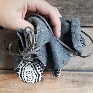 READY TO SHIP grey Fold Top aztec Desert Boots