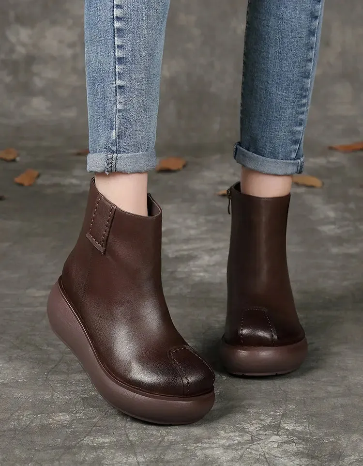 Round Head Comfortable Wedge Boots