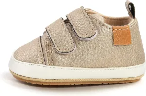SOFMUO Baby Boys Girls High Top Ankle PU Leather Sneakers Soft Rubber Sole Infant Moccasins Newborn Oxford Loafers Anti-Slip Toddler Wedding Uniform Dress Shoes