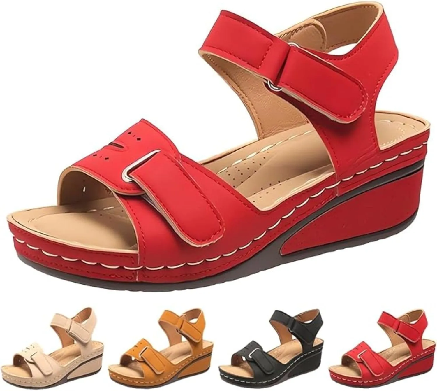 Soft & Stylish Wedge Sandals for Effortless Comfort Orthopedic Sandals with Arch Support Dressy Summer Comfortable Walking Sandal Ankle Strap Summer Shoes Slip On Sandal for Plantar Fasciitis