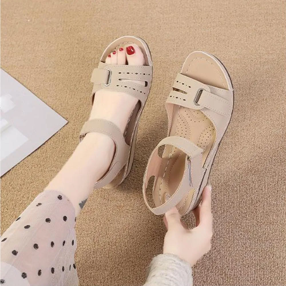 Soft & Stylish Wedge Sandals for Effortless Comfort, Upgraded Leather Orthopedic Walking Platform Sandals Women
