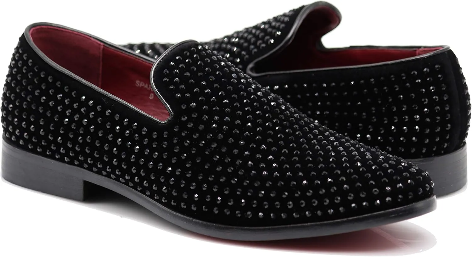SPK26 Men's Vintage Velvet Rhinestone Designer Dress Loafers Slip On Shoes Classic Tuxedo Dress Shoes