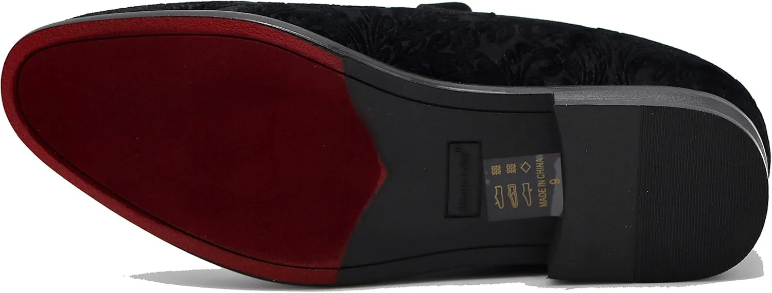 SPT03 Men's Vintage Plain Velvet Dress Loafers Slip On Shoes Classic Tuxedo Dress Shoes