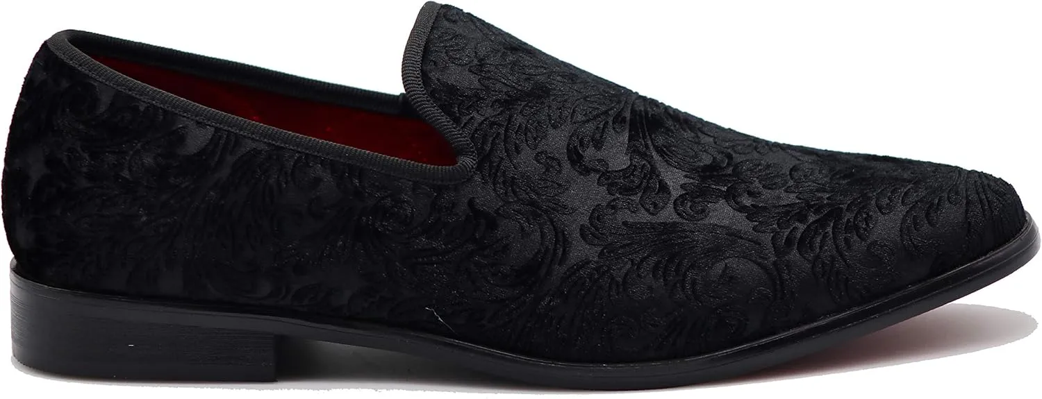 SPT03 Men's Vintage Plain Velvet Dress Loafers Slip On Shoes Classic Tuxedo Dress Shoes