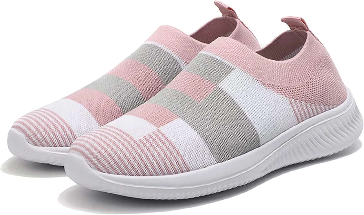 SuanlaTDS Shoes Shoes Casual Mesh Sock Breathable Sneakers Running Slip On Walking Women Women's Sneakers Women's Walking Sneakers Wide Width (Pink, 7)