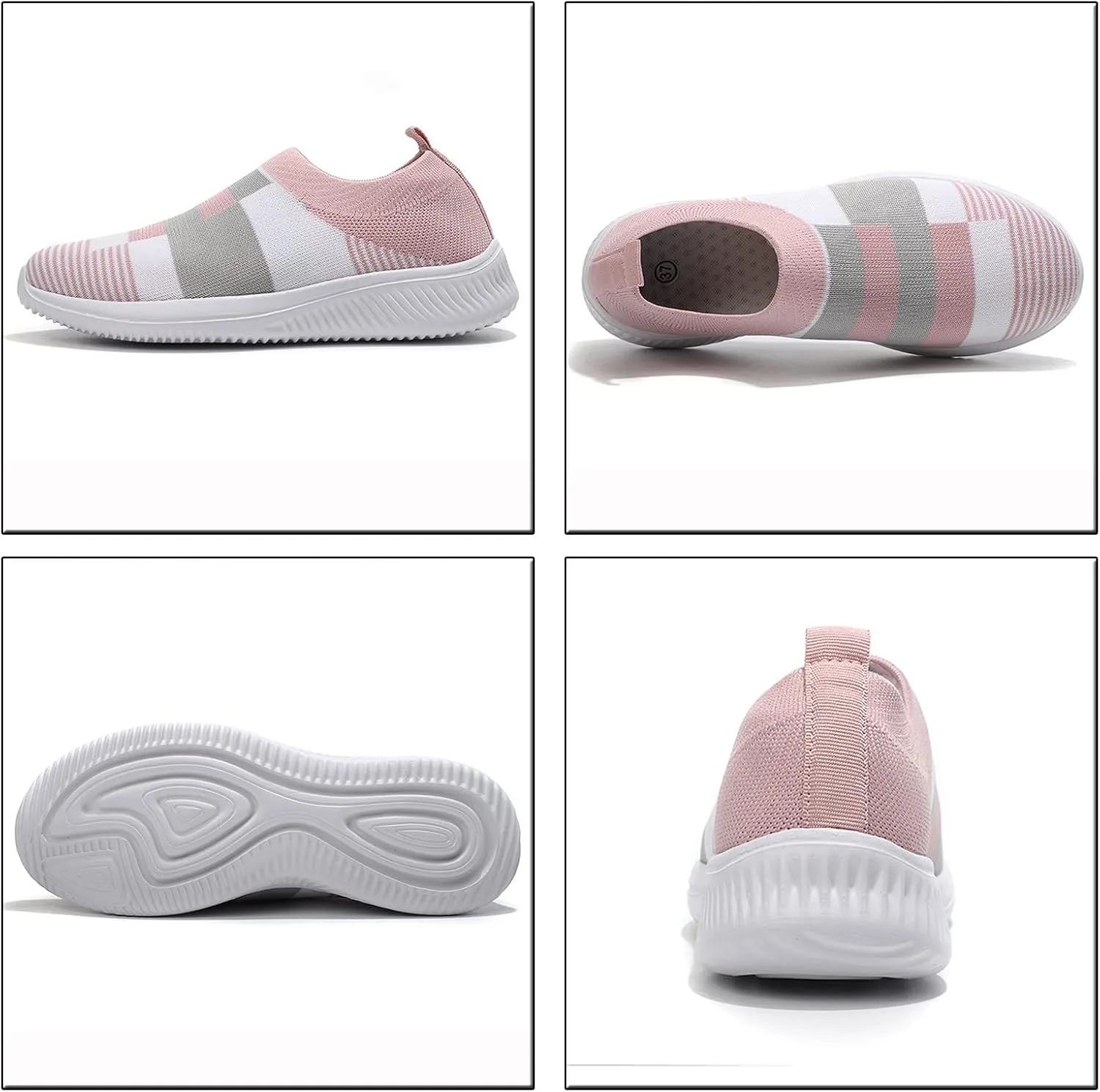SuanlaTDS Shoes Shoes Casual Mesh Sock Breathable Sneakers Running Slip On Walking Women Women's Sneakers Women's Walking Sneakers Wide Width (Pink, 7)
