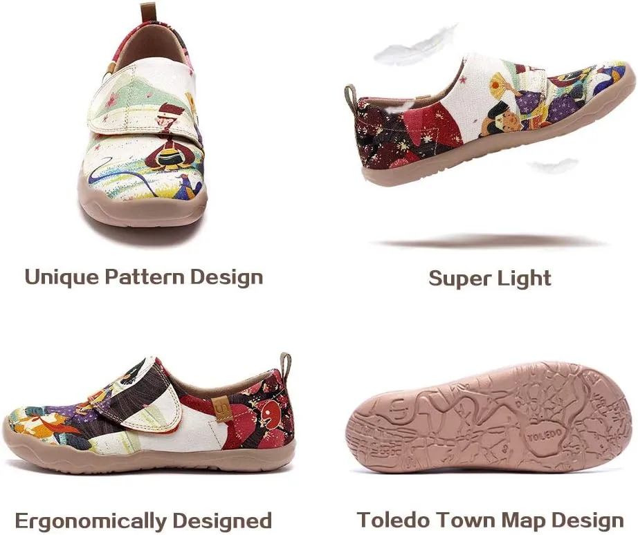 UIN Toddler Baby Shoes Art City White Painted Girl Boy's Canvas Casual Fashional Art Sneaker