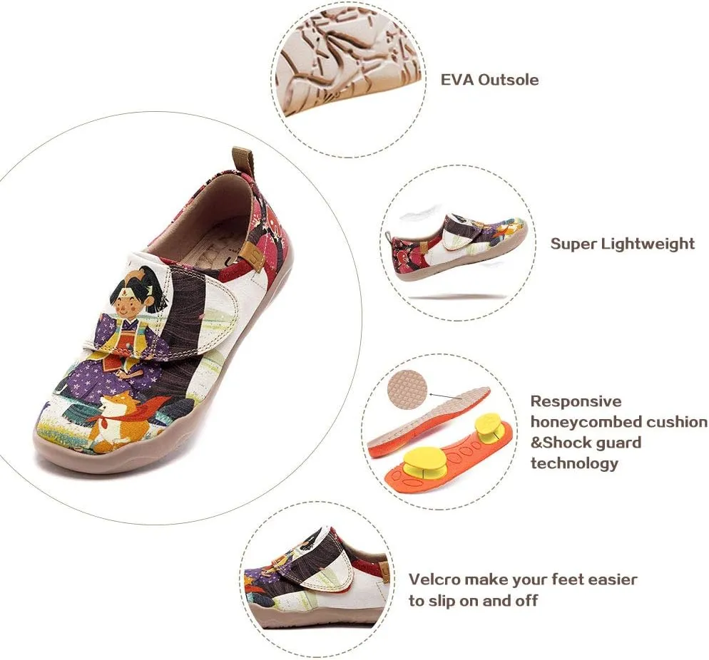 UIN Toddler Baby Shoes Art City White Painted Girl Boy's Canvas Casual Fashional Art Sneaker