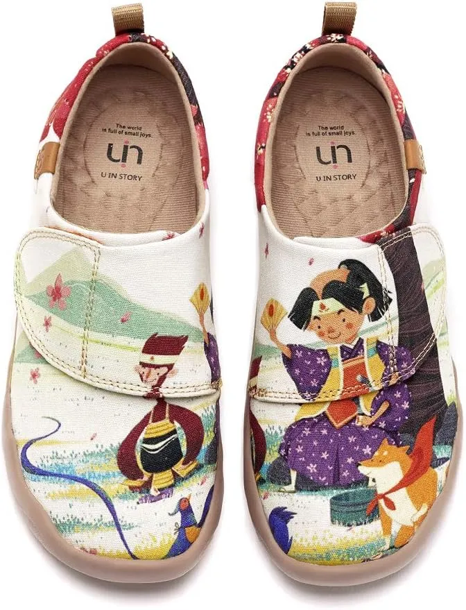 UIN Toddler Baby Shoes Art City White Painted Girl Boy's Canvas Casual Fashional Art Sneaker