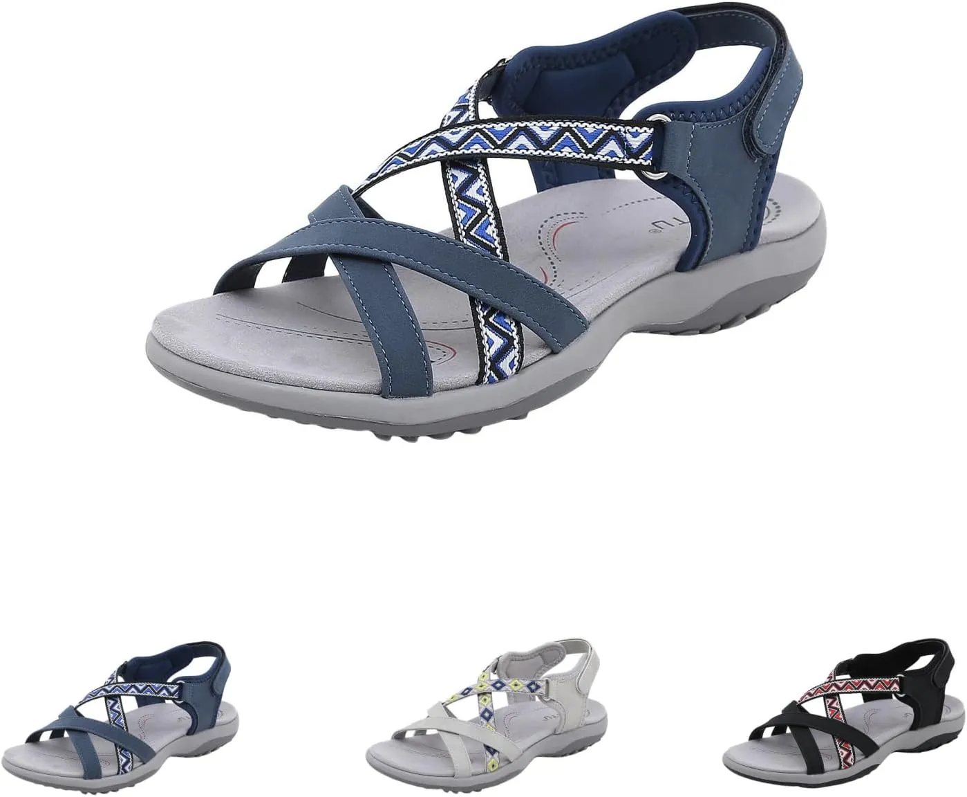 Walking Sandals Women Comfort Hiking Sport Sandals with Arch Support Cushion Adjustable Lightweight Roman Shoes