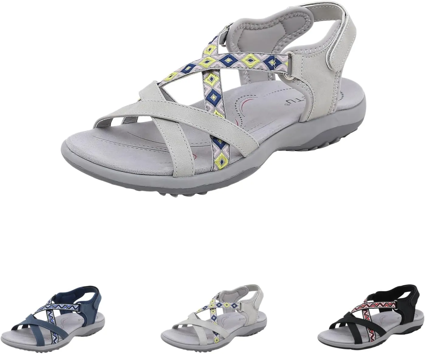 Walking Sandals Women Comfort Hiking Sport Sandals with Arch Support Cushion Adjustable Lightweight Roman Shoes