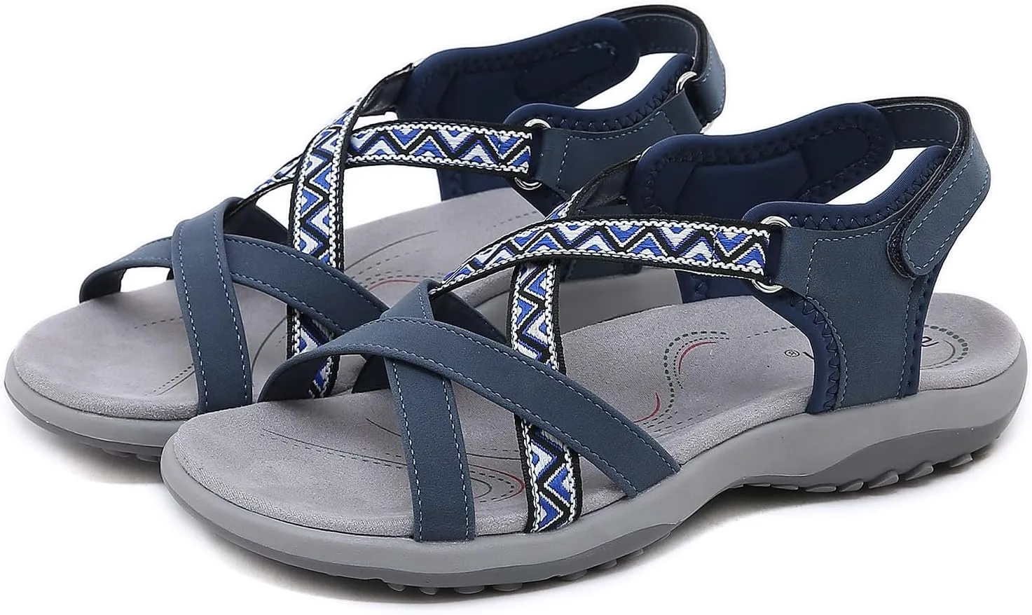 Walking Sandals Women Comfort Hiking Sport Sandals with Arch Support Cushion Adjustable Lightweight Roman Shoes