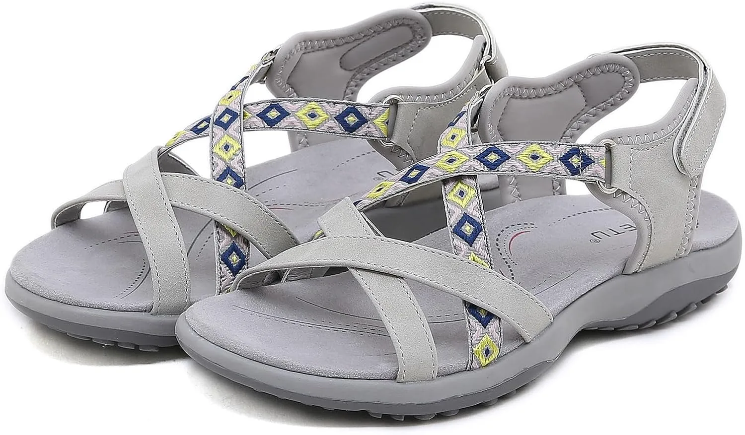 Walking Sandals Women Comfort Hiking Sport Sandals with Arch Support Cushion Adjustable Lightweight Roman Shoes