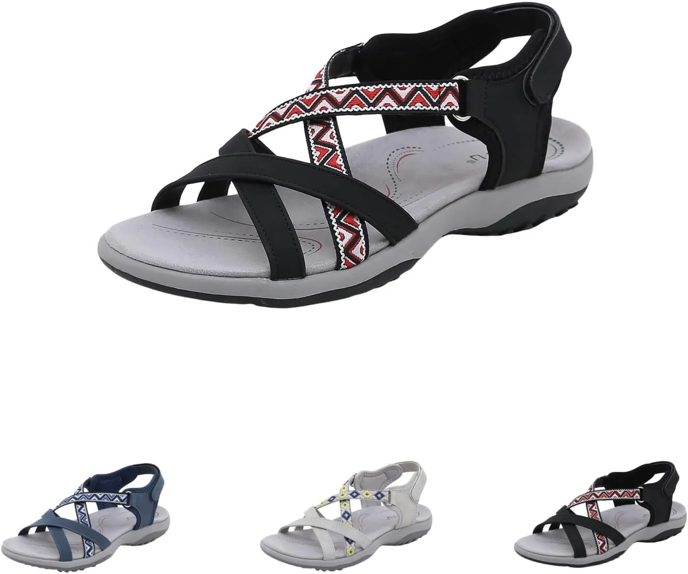 Walking Sandals Women Comfort Hiking Sport Sandals with Arch Support Outdoor Sandals Adjustable Summer Beach Shoes