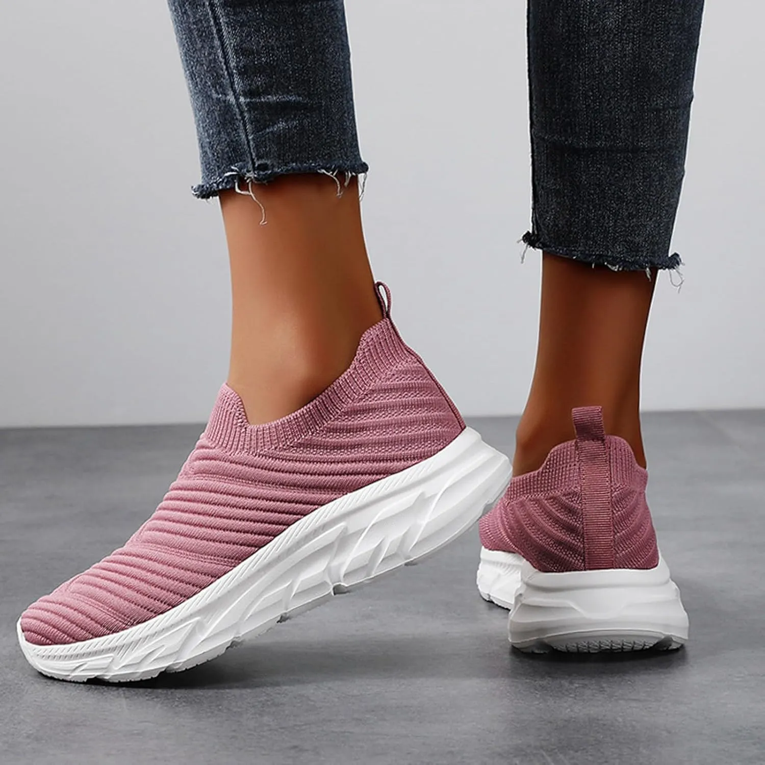 Walking Shoes Women Slip On Walking Shoes Casual Comfortable Lightweight Breathable Mesh Sock Shoe Non Slip Tennis Running Sneakers