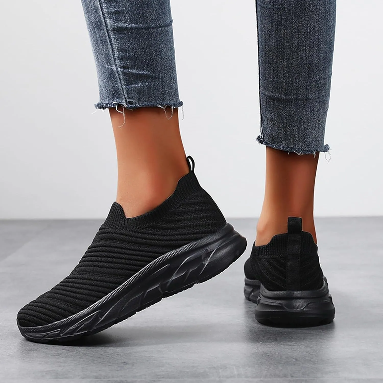 Walking Shoes Women Slip On Walking Shoes Casual Comfortable Lightweight Breathable Mesh Sock Shoe Non Slip Tennis Running Sneakers