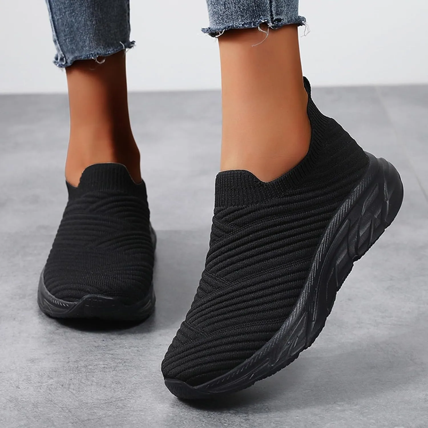 Walking Shoes Women Slip On Walking Shoes Casual Comfortable Lightweight Breathable Mesh Sock Shoe Non Slip Tennis Running Sneakers