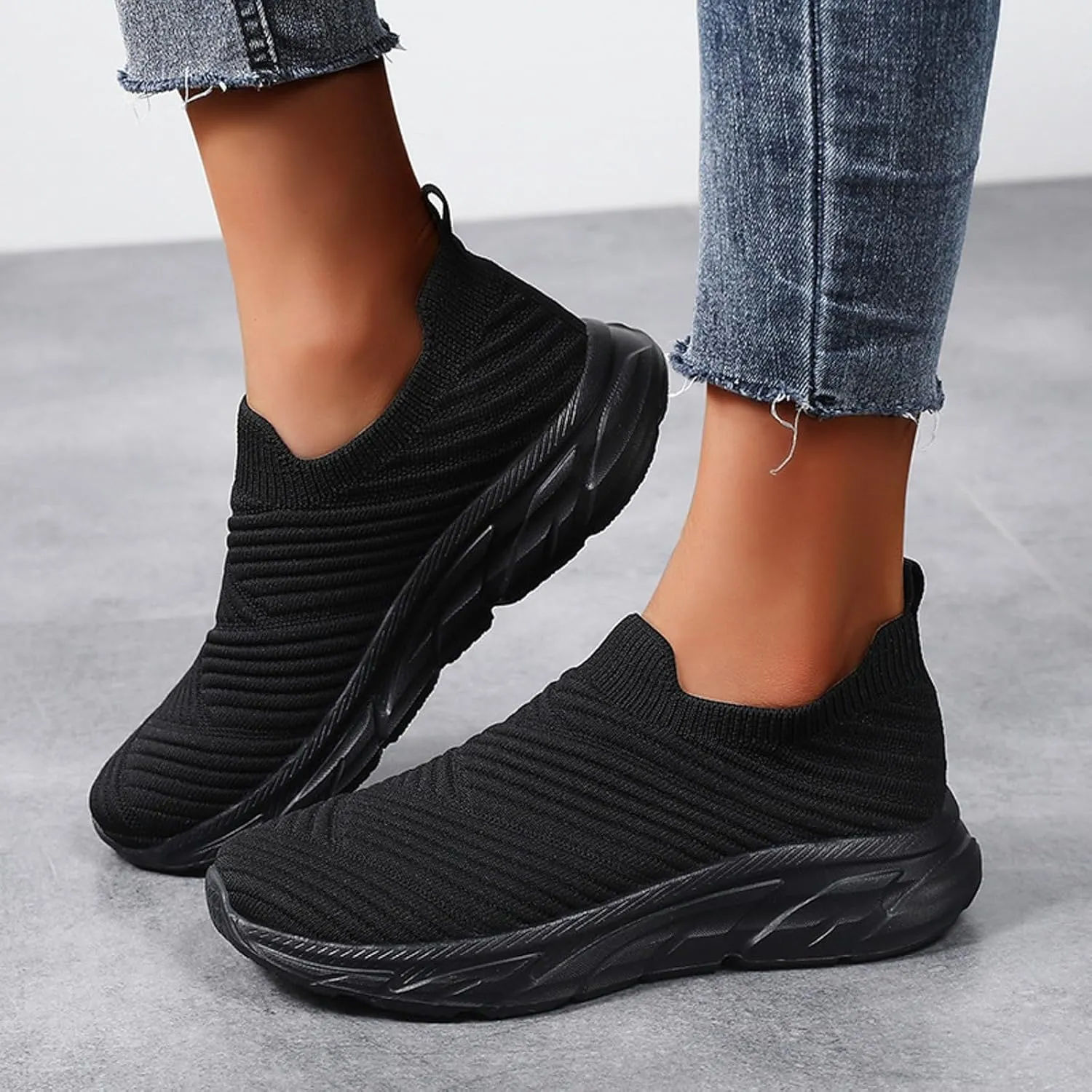 Walking Shoes Women Slip On Walking Shoes Casual Comfortable Lightweight Breathable Mesh Sock Shoe Non Slip Tennis Running Sneakers