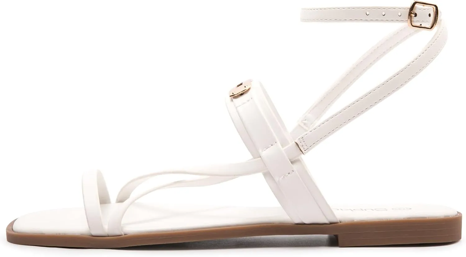Women's Ankle Strappy Flat Sandals Comfort Gladiator Sandals Summer Casual Dressy Slides Open Toe Adjustable Buckle Slippers