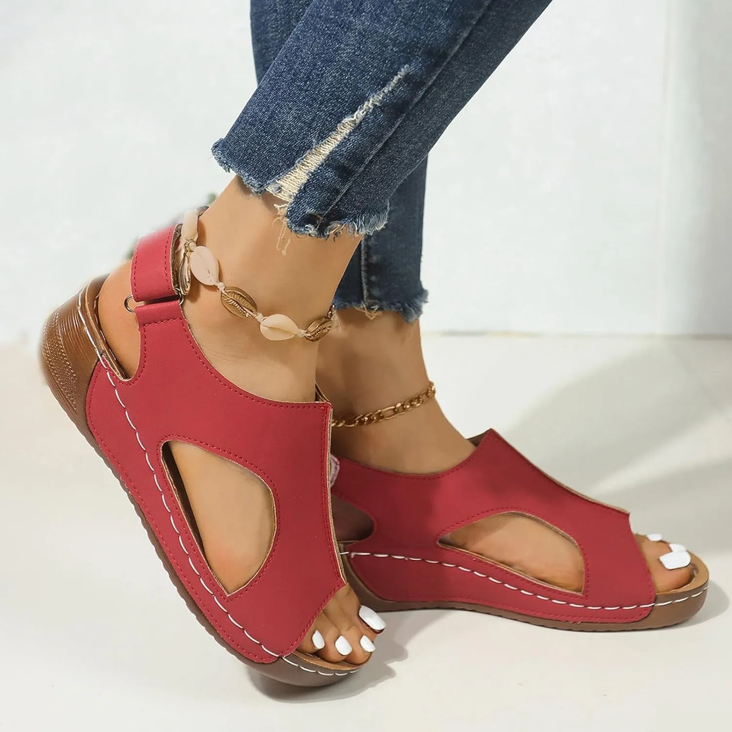Women's Comfy Orthotic Sandals, Sandals for Women, Wide Gladiator Orthopedic Arch Support, Roman Low Wedges Flip Flops Anti-Slip Beach Travel Vacation Casual Daily Summer Dressy
