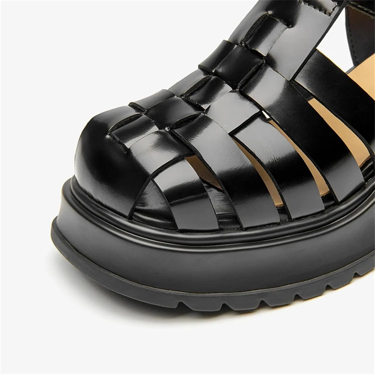 Women's Cow Leather Gladiator Sandals - Thick Sole Buckle Strap Summer Flats