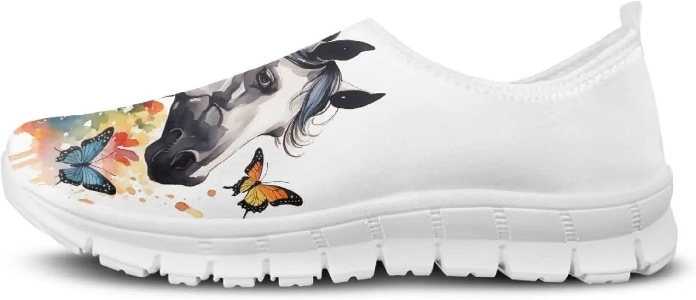 Women's Horse Loafers Casual Round Toe Driving Flats Walking Shoes Slip On Ankle Support Sneakers
