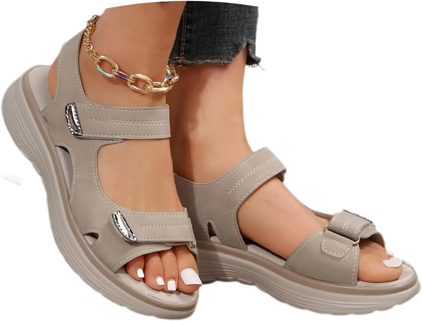 Women's Orthopedic Sport Sandals Shoes with Soft Cushion Foam Comfortable Walking Sandal Arch Support Wide Fit Dress Comfy Orthotic Recovery Athletic Travel Summer Sandal Dressy Back Strap
