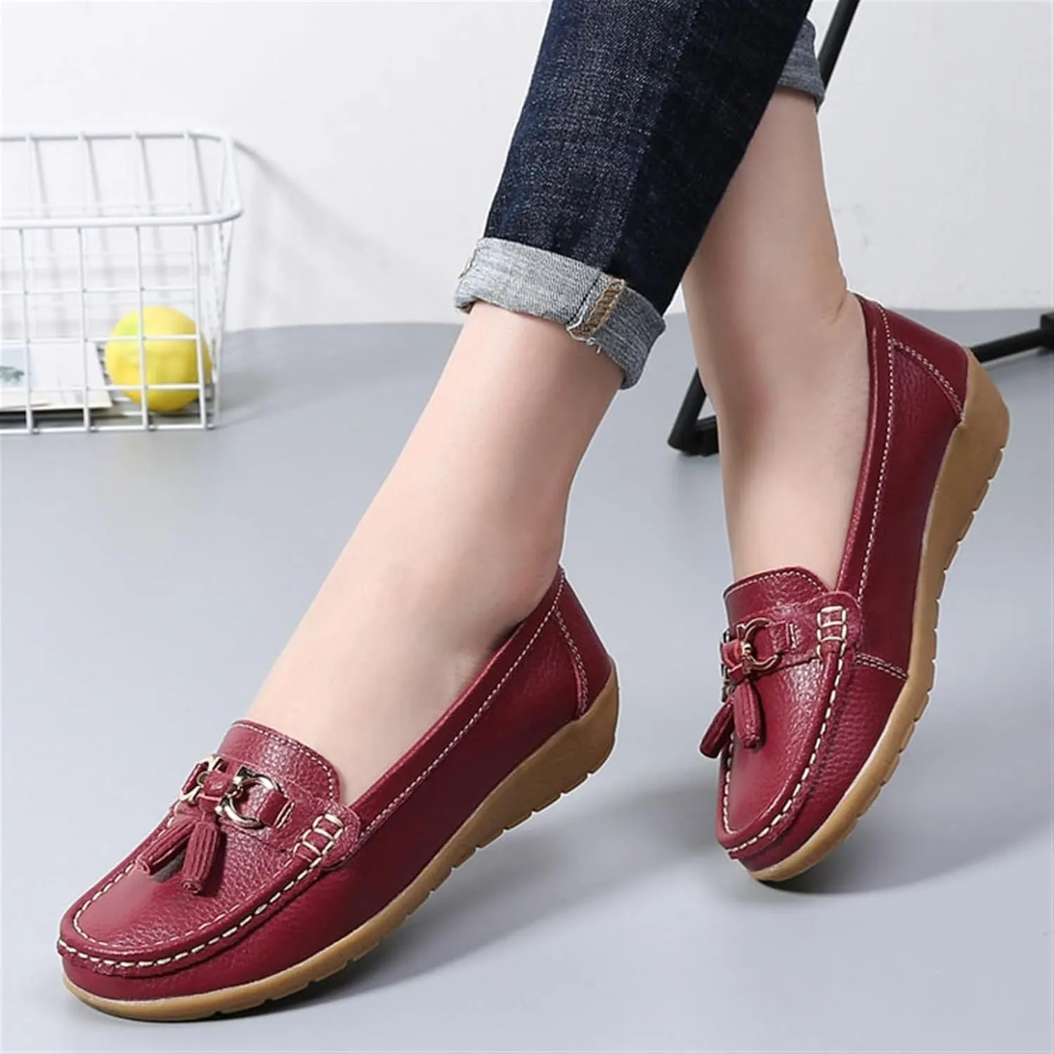 Women's Plus Size Slip-On Breathable Leather Orthopedic Nursing Shoes, Comfortable Slip Resistant Working Nurse Shoes, Casual Medical Care Platform Work Sneakers